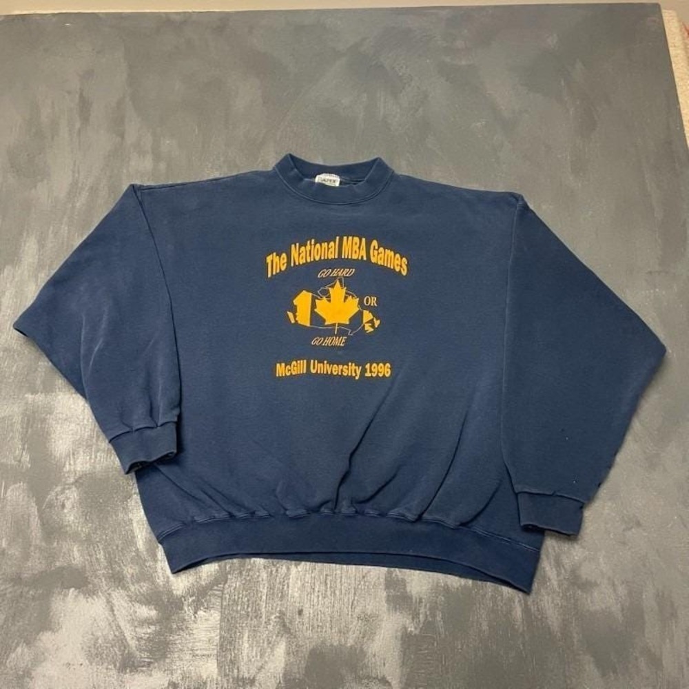 Vintage McGill MBA Games Sweatshirt Men XL Blue 90s Tultex